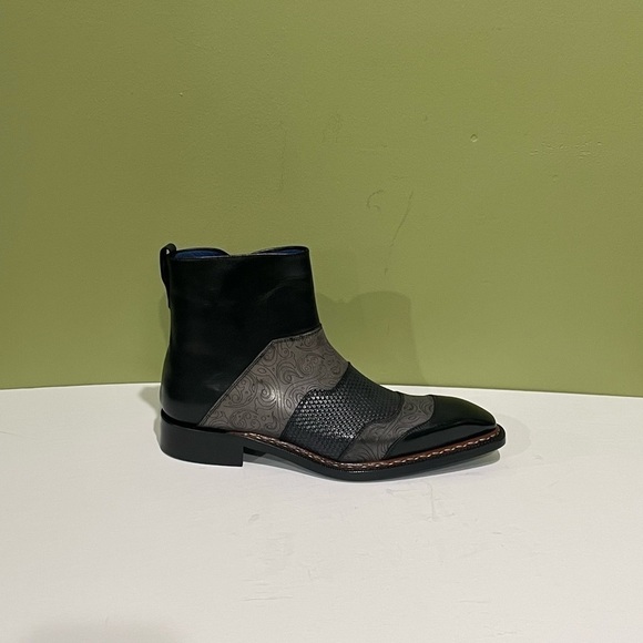 Emilio Franco boot Italian leather calf black/gray side zipper - Picture 3 of 6